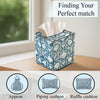 CPC 100% Cotton Piping Block Print Tissue Box Cover, Azure Regal