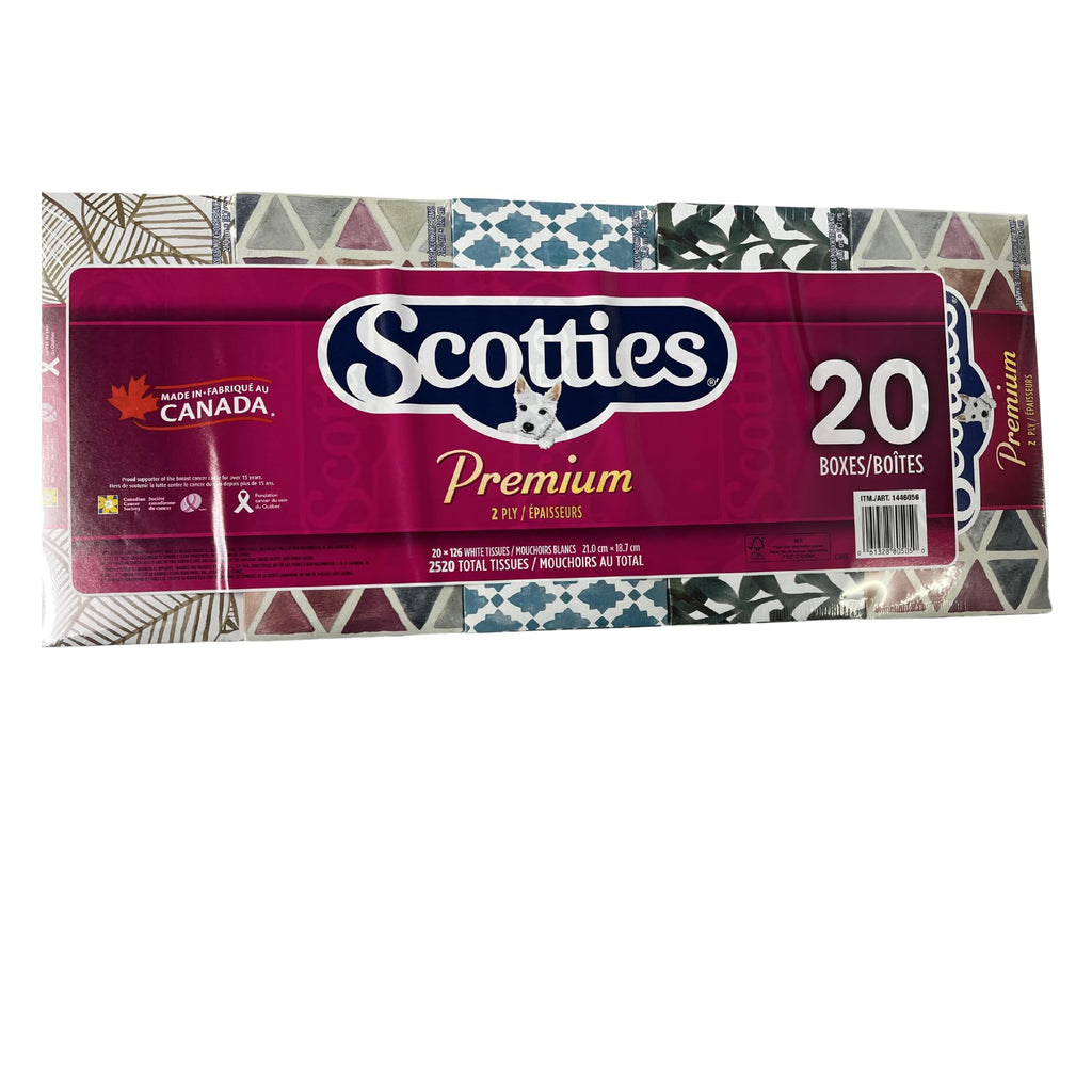 Scotties Premium 2 Ply Facial Tissues 126 Count (Box of 20)