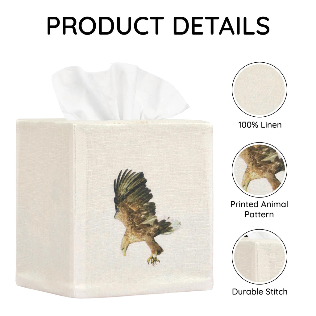 EmbroideryLinen.VN Square Tissue Box Cover Cute Set of 2, Eagle