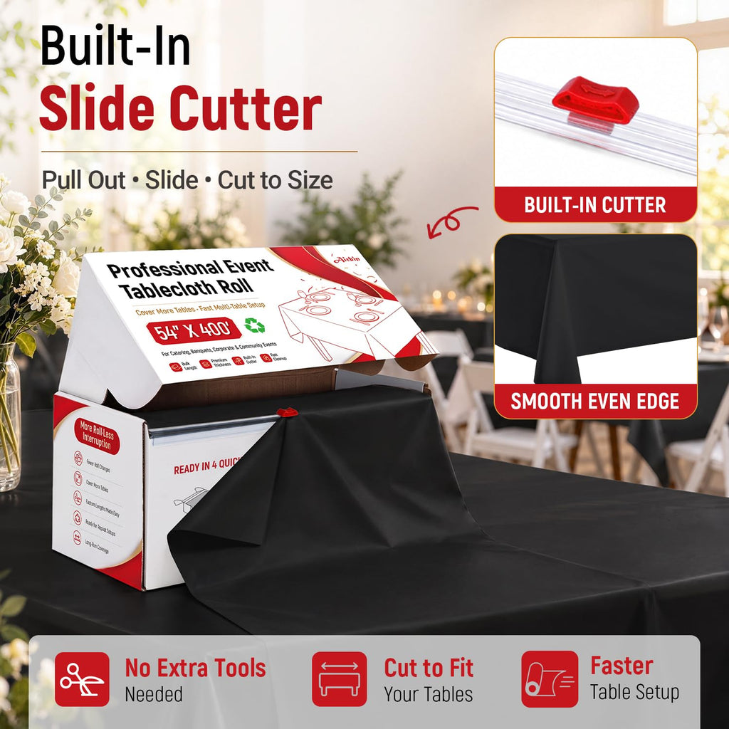 Plastic Table Cover, Extra-long Table Cloth Disposable Roll 54 In x 400 Ft