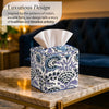 CPC 100% Cotton Piping Block Print Tissue Box Cover, Indigo Blue