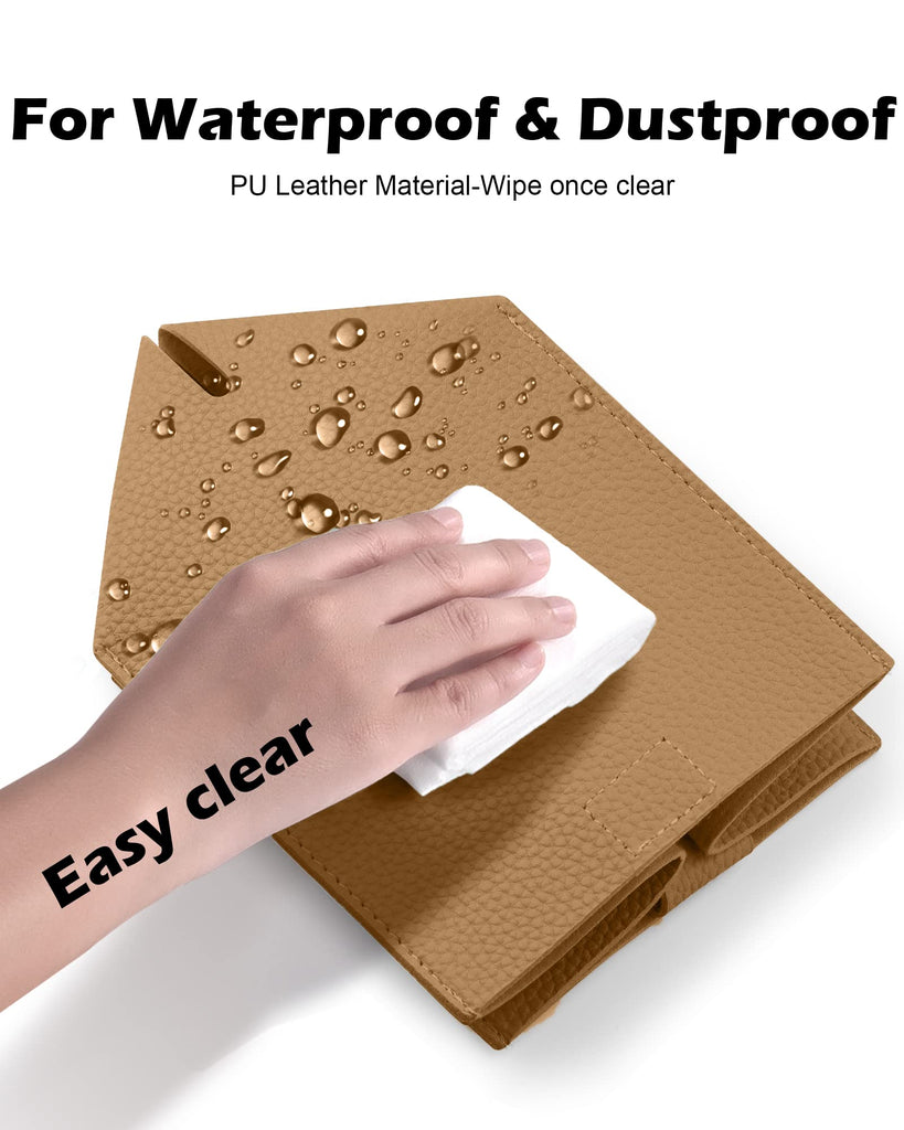 Tclouda Tissue Box Cover for PU Leather, Modern Simple Solid Color Holder Square Tissue Bag, Ideal for Bathrooms,Office,Car,Nightstand,Outdoor Tent,Dining Table,5"X5"X5", Double Bronze