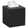 Mkono Tissue Box Cover, PU Leather Square Holder with Bottom, Black