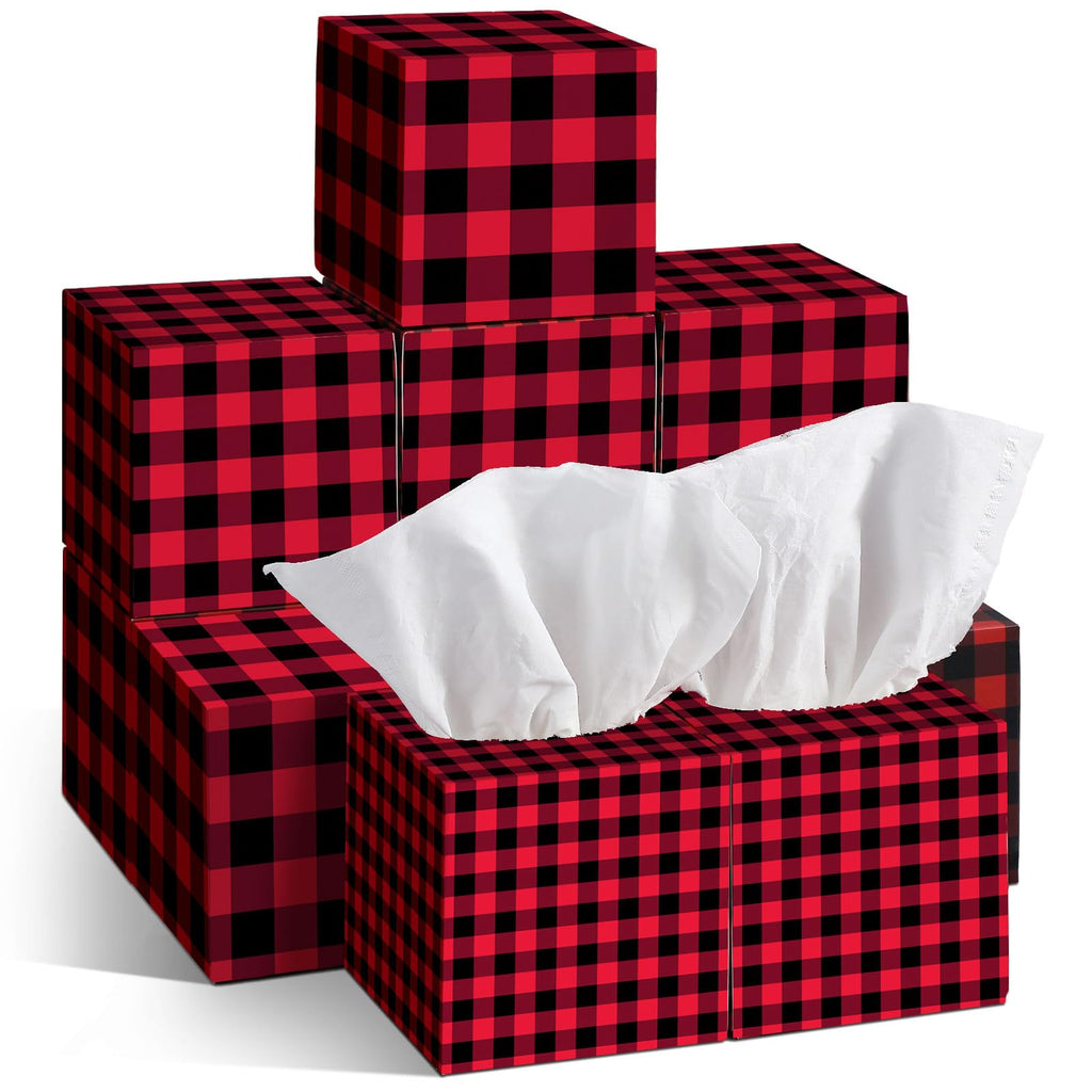 Fourluoo Tissues, Red, Black, Buffalo Plaid