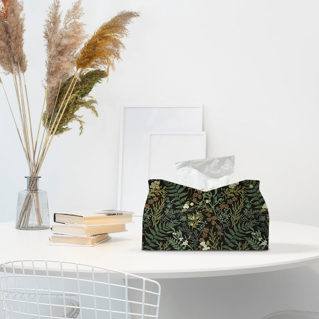 PaJiaNi Dark Green Botanical Tissue Box Cover Rectangle for Office Decor
