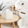Mkono Tissue Box Cover, PU Leather Square Holder with Bottom, Beige