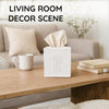 EmbroideryLinen.VN Square Tissue Box Cover Set of 2, White Dandelion