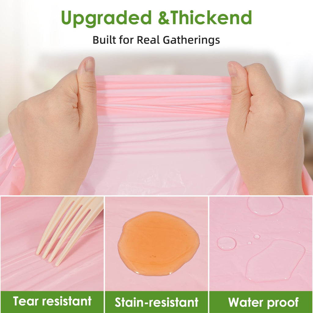 FEHHTO 3 Pack 54 x 108 Inch Compostable Disposable Tablecloth Outdoor