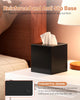 Tissue Box Cover, Square Plastic Tissue Box Holder with Anti Slip Base, Modern Decor Facial Napkin Holder for Bathroom Vanity Countertop, Bedroom Dresser, Night Stand, Parlors, Offices, Black