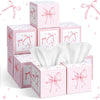 Fourluoo 12 Pack Pink Bow Facial Tissue Cube Boxes 600 Sheets 3 Ply