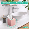 Pink Tissue Box Cover Square - Wood Tissue Box Holder for Tabletop Night Stands Bathroom Office - Decorative Facial Cube Tissue Box Dispenser