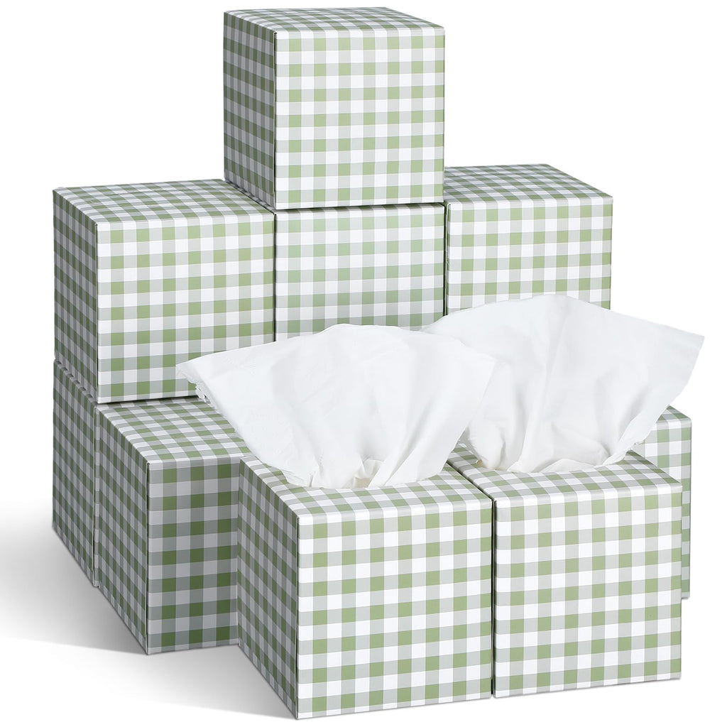 Fourluoo Tissues, Mainly Green and White, Gingham Check