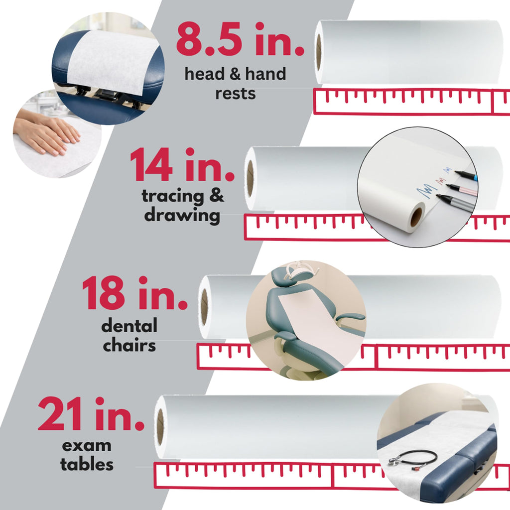 Dealmed Table Paper Exam Cover - 14 in x 225 ft, Smooth White, 12 Rolls