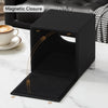 JLAMBOM PU Leather Tissue Box Cover Square Tissue Box Holder (Black)