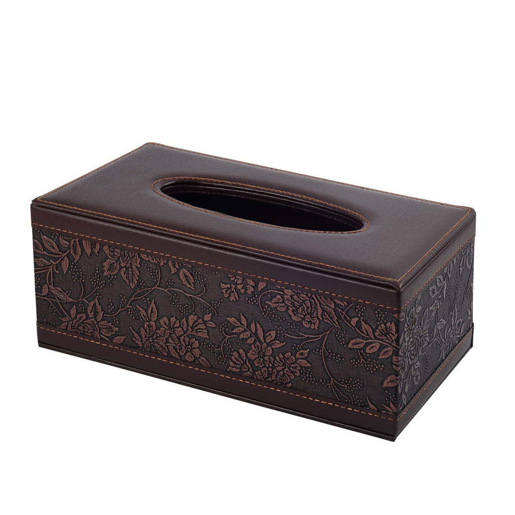 Antique PU Leather Tissue Box Holder Cover Rectangular Napkin Case Dispenser,Home Office Car Tissue Holder with Magnetic Bottom,Facial Tissue Organizer (Retro)