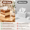 2 Pcs Wooden Tissue Box Cover with Brown Wood for Bathroom, Farmhouse Decor