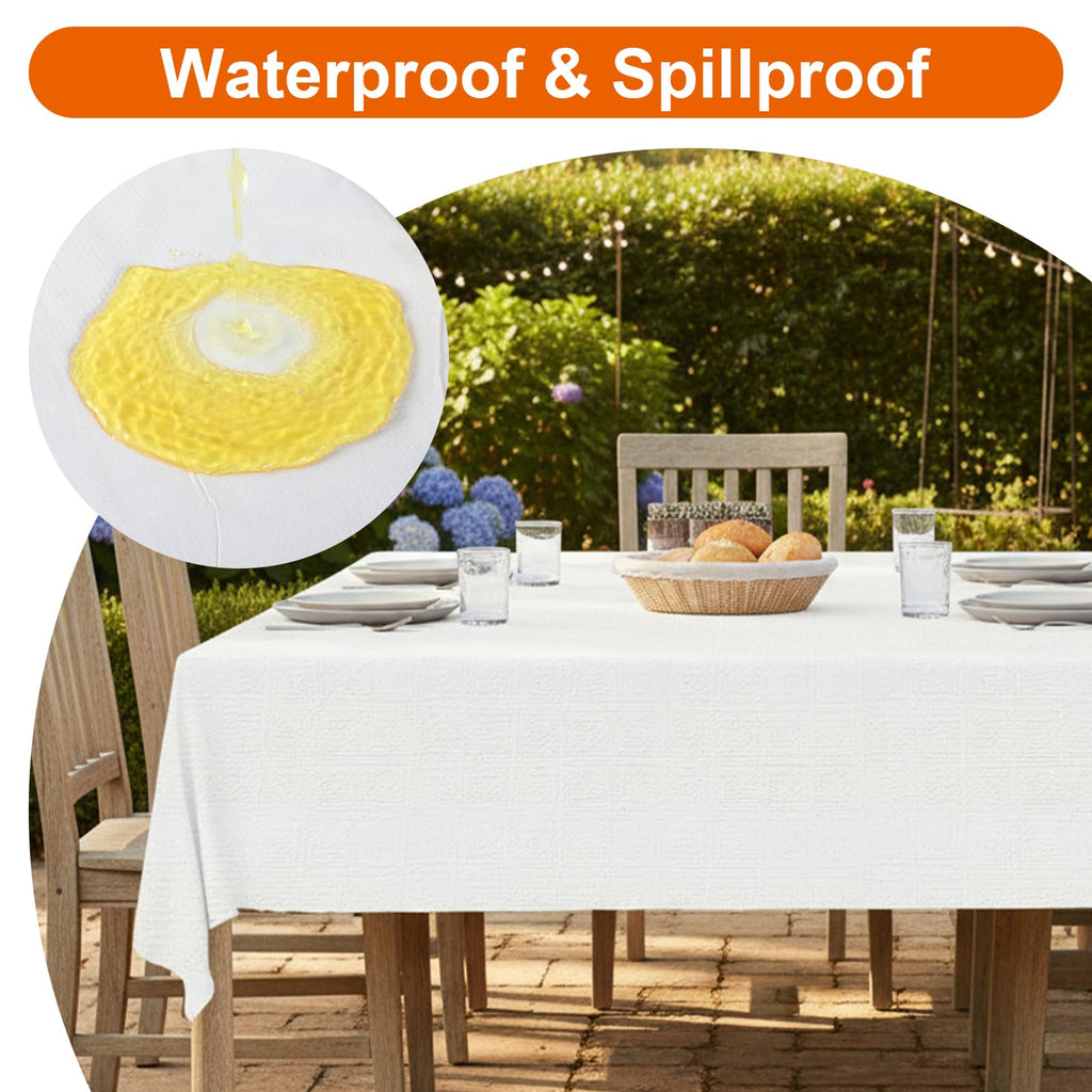 xozeooeu 15 Pack White Paper Tablecloths for Rectangle Tables 55 x 108 Inch, 3 Ply Disposable Table Cloths with Plastic Backing for Wedding, Birthday Party, Banquet