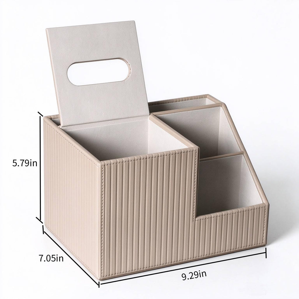 Multifunctional Tissue Box Cover Holder,Storage Desk Organizer(Apricot)