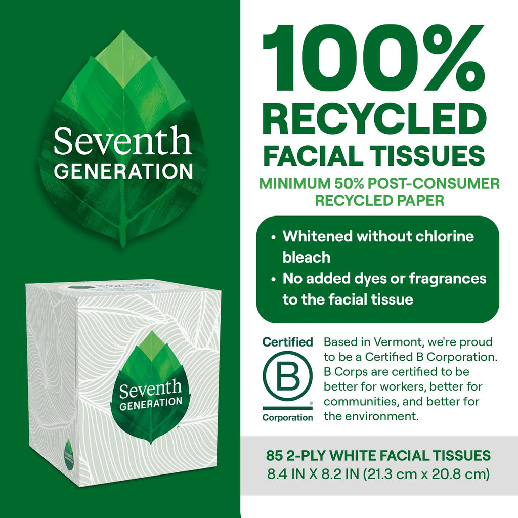 Seventh Generation Facial Tissues, 85 Count, 36-Pack