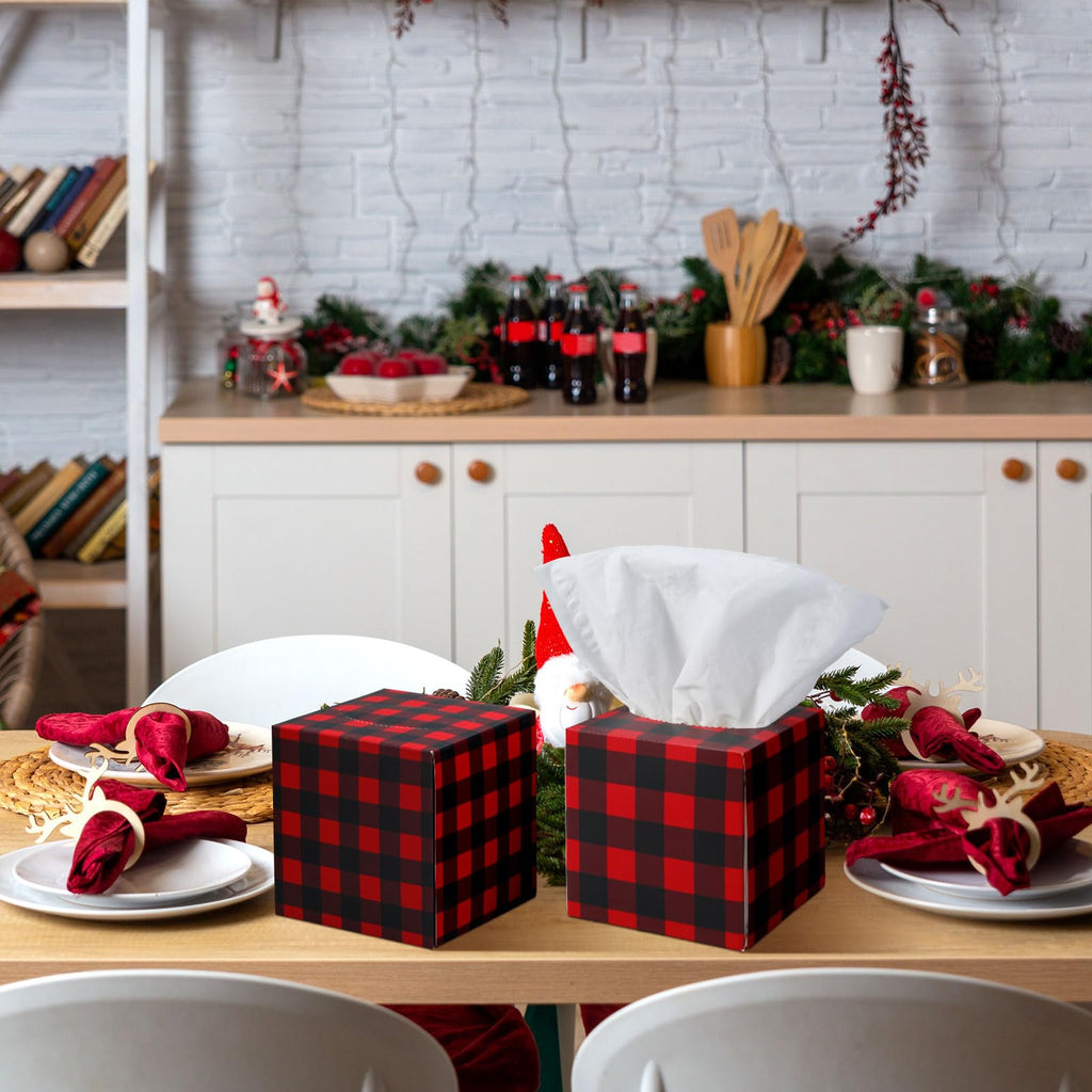Fourluoo Tissues, Red, Black, Buffalo Plaid