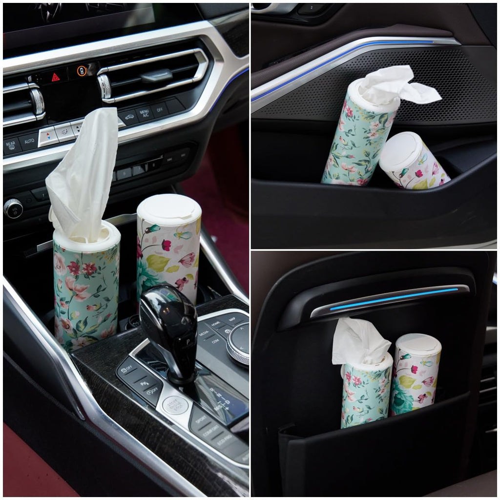 Chic Facial Tissue Holder for Car Cup Holder - Travel Tissue Tubes Box Container (3-ply, 4 Pack, 200 Sheets)