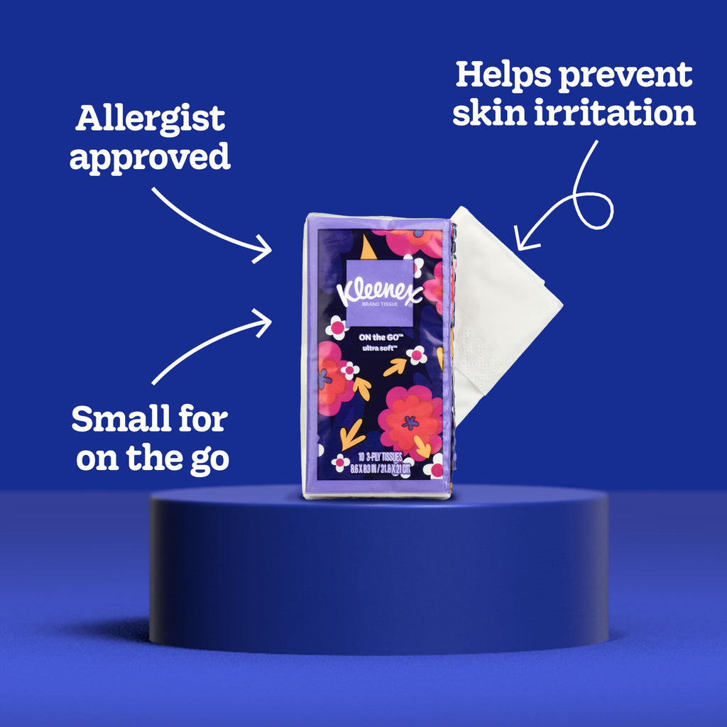 Kleenex On-The-Go Facial Tissues, 72 Travel Packs, 10 Tissues per Pack