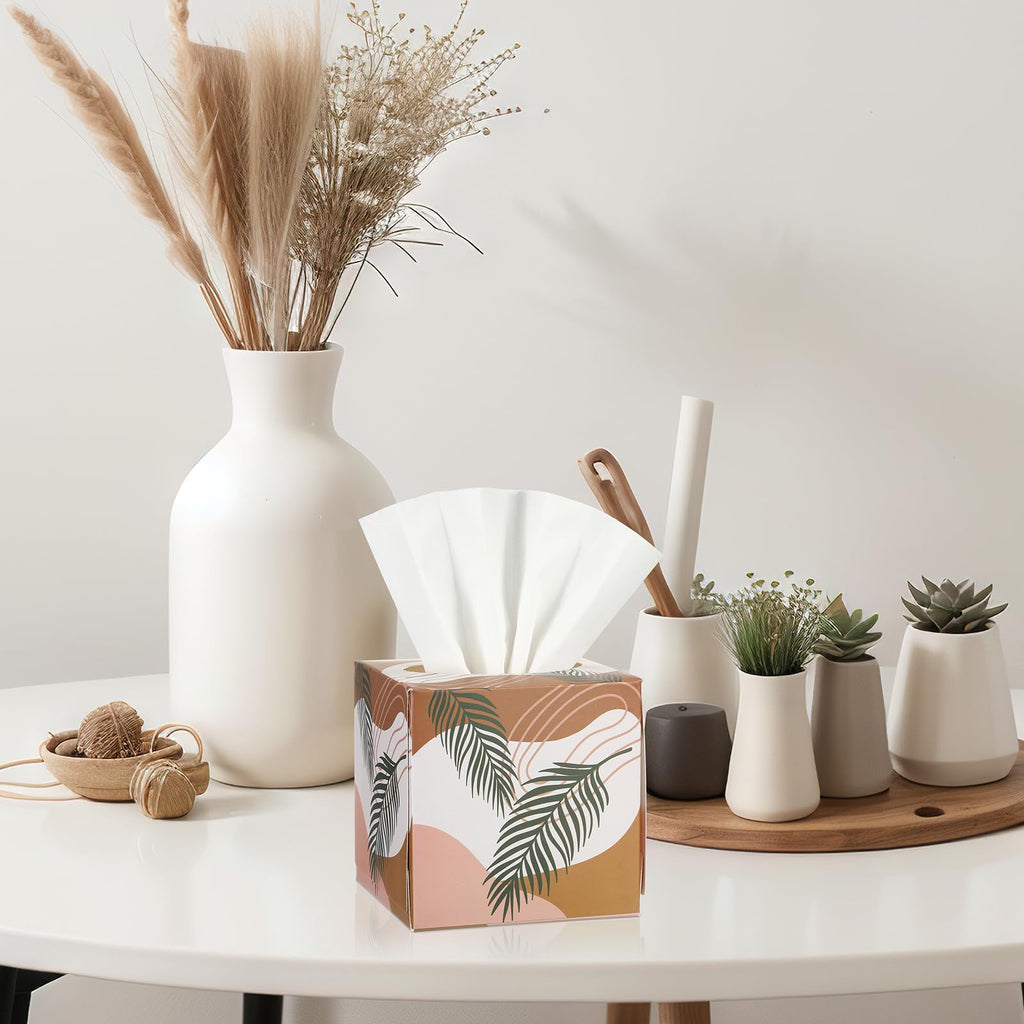 Fuyoooo 12 Pack Boho Square Facial Tissue Cube Boxes 3 Ply