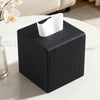 JLAMBOM PU Leather Tissue Box Cover Square, Cube Tissue Box Holder (Black)