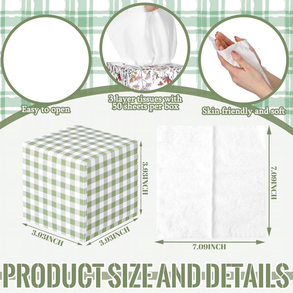 Fourluoo Tissues, Mainly Green and White, Gingham Check