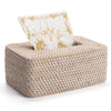 Rattan Tissue Box Cover Rectangular 10 x 6.1 x 4.1 Inch (White)