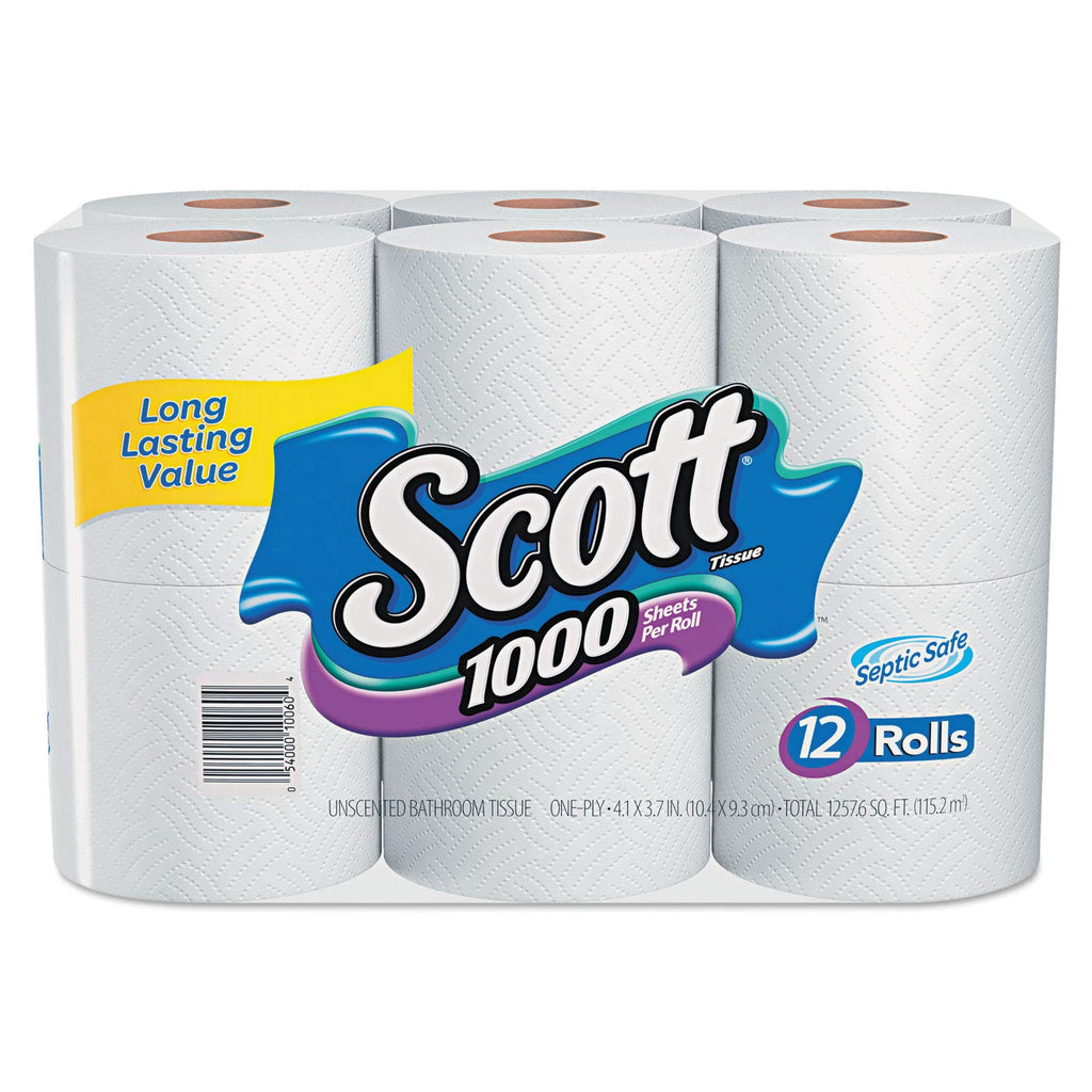 Toilet Paper, 1-PLY, 1000 Sheets/ROLL, 12 Rolls/Pack, 4 Pack/Carton