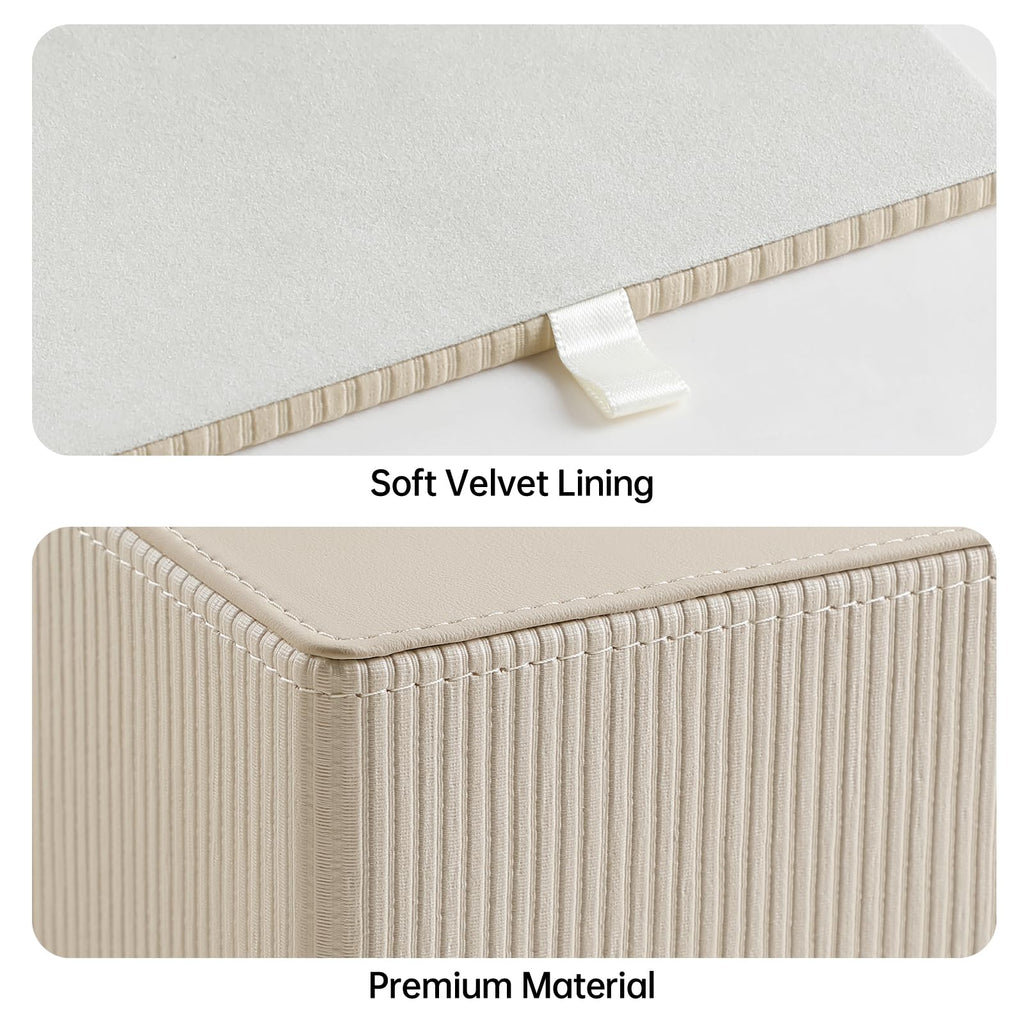 Cretkhp PU Leather Square Tissue Box Cover Tissue Box Holder Cube (Beige)