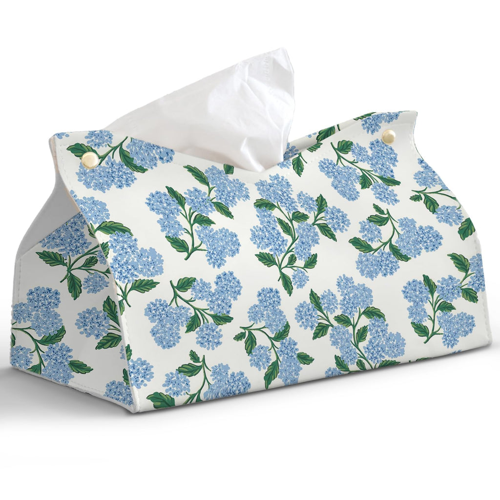 PaJiaNi Blue Hydrangea Floral Tissue Box Cover Rectangle for Office Decor