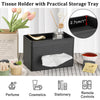 Sumnacon Tissue Box Cover with Storage Tray Rectangular Tissue Holder,Black