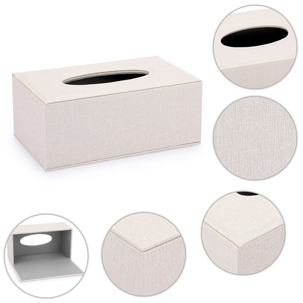 Sumnacon Tissue Box Cover Rectangle Linen Tissue Box Holder，Magnetic Bottom