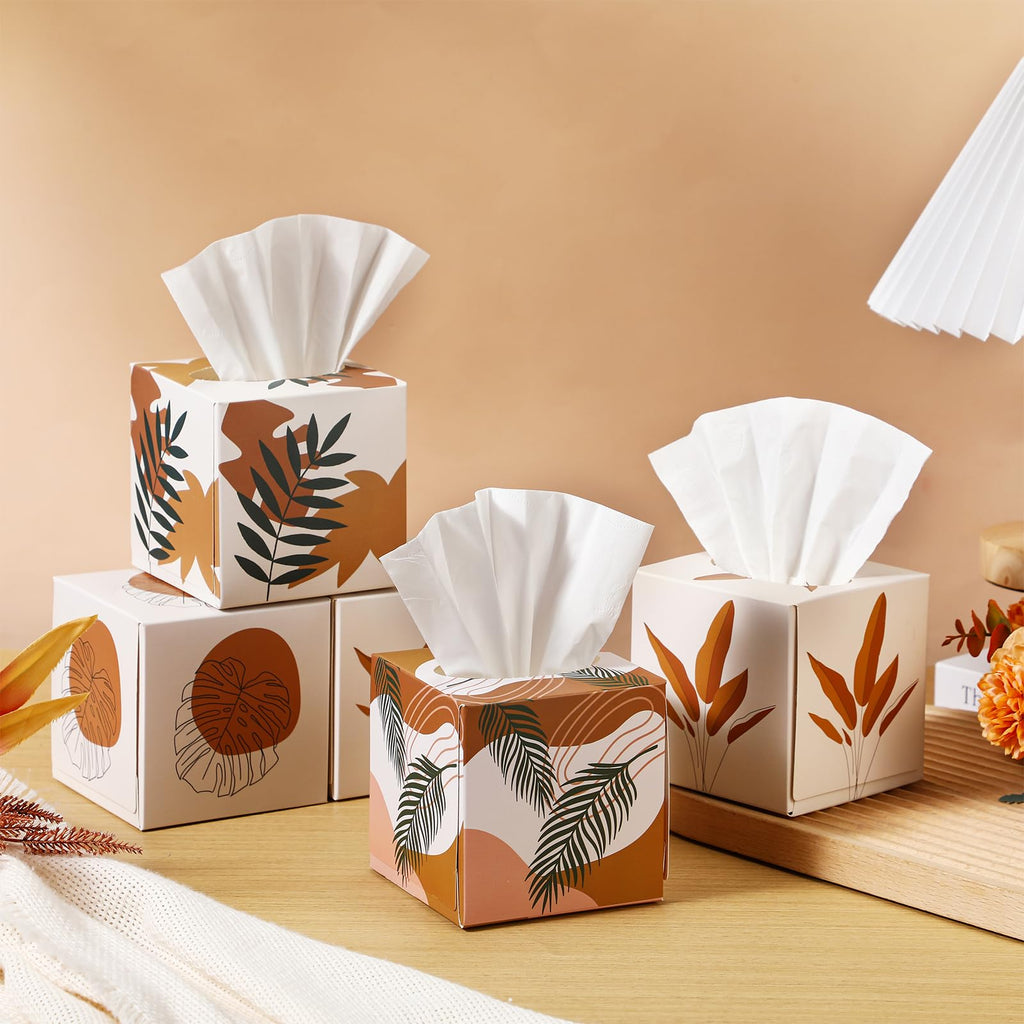 Fuyoooo 12 Pack Boho Square Facial Tissue Cube Boxes 3 Ply