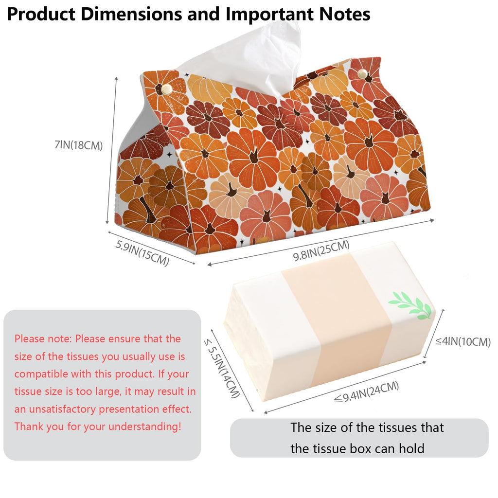 PaJiaNi Orange Pumpkin Tissue Box Cover Rectangle for Fall Office Decor