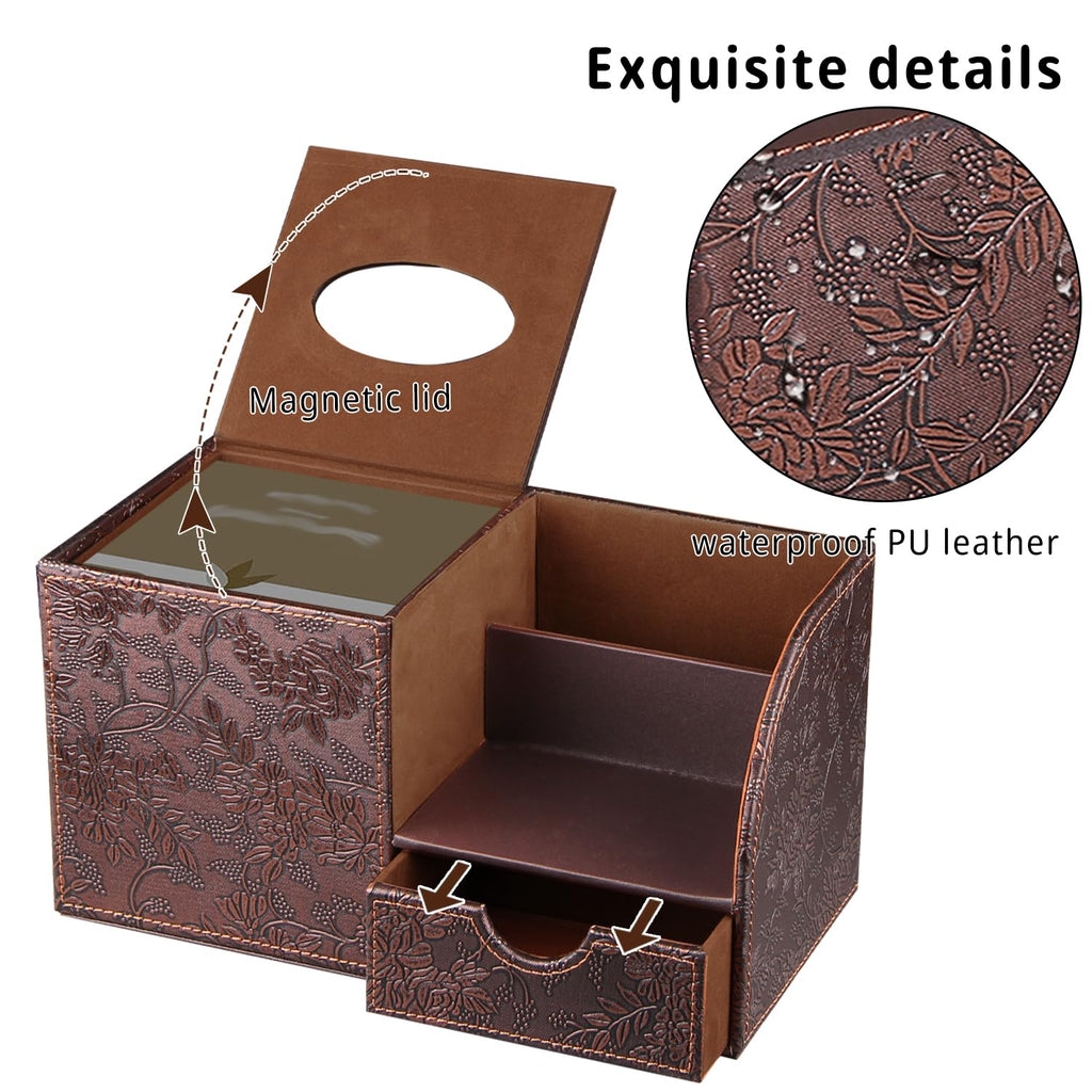 Tissue Box Cover with Drawer Organizer and Storage Tray,Cube Tissue Holder