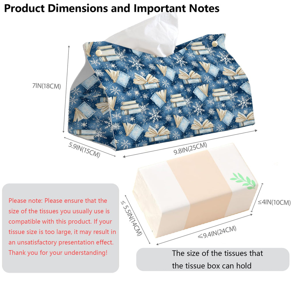 PaJiaNi Winter Snowflake Navy Tissue Box Cover Rectangle for Holiday Decor