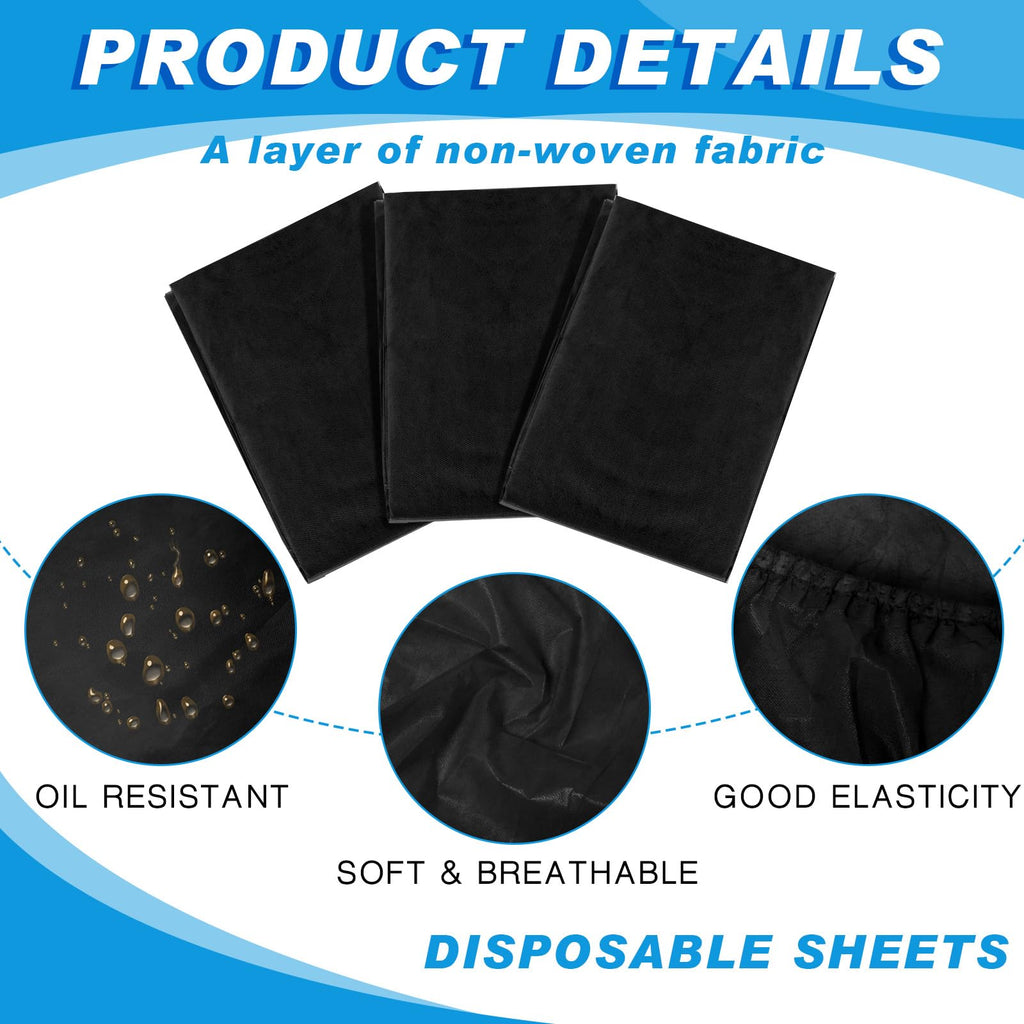Mixweer 30 Pcs Oilproof and Waterproof Massage Table Sheets Fitted Spa 39 x 87 Inches Bed Cover Disposable Protective Sheets for Beauty Salon Skincare (Black)