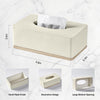 Rectangular Tissue Box Cover for Bathroom,Livingroom,Bedroom, Hand Carved Leather Resin Tissue Box Holder,10 x 5.7 x3.7 in, Beige