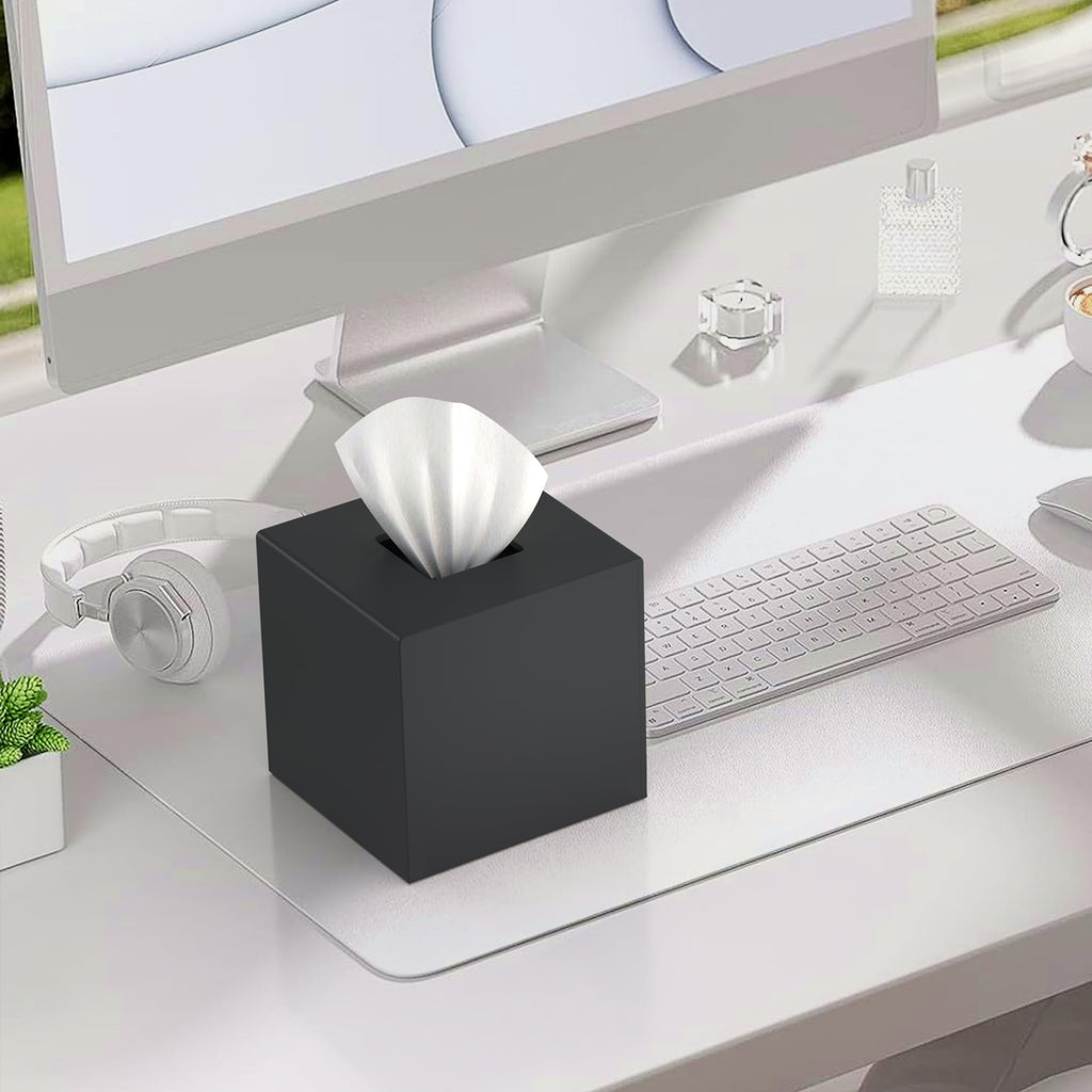 SILUT Matte Black Square Acrylic Tissue Box Cover
