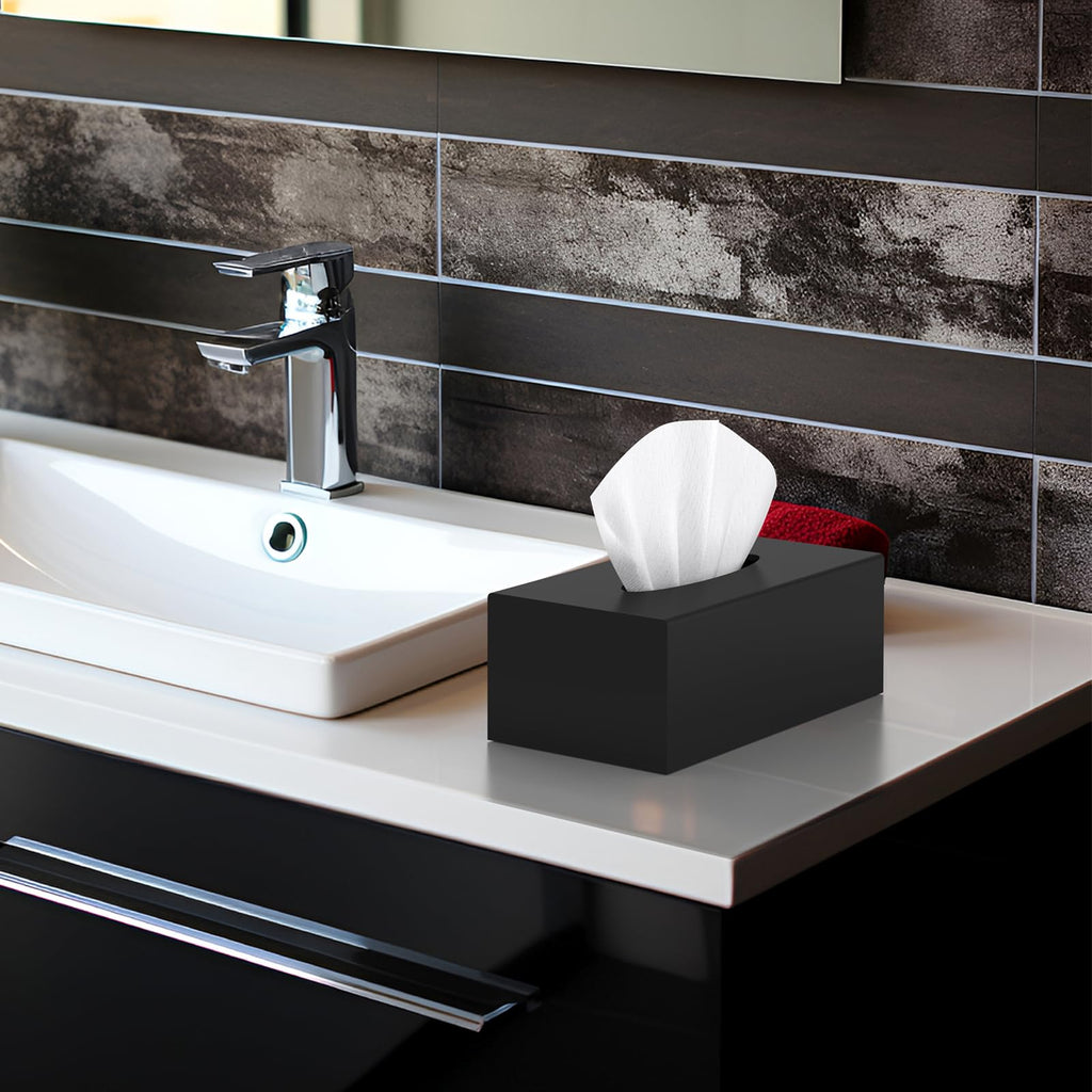 SILUT Matte Black Rectangle Acrylic Tissue Box Cover