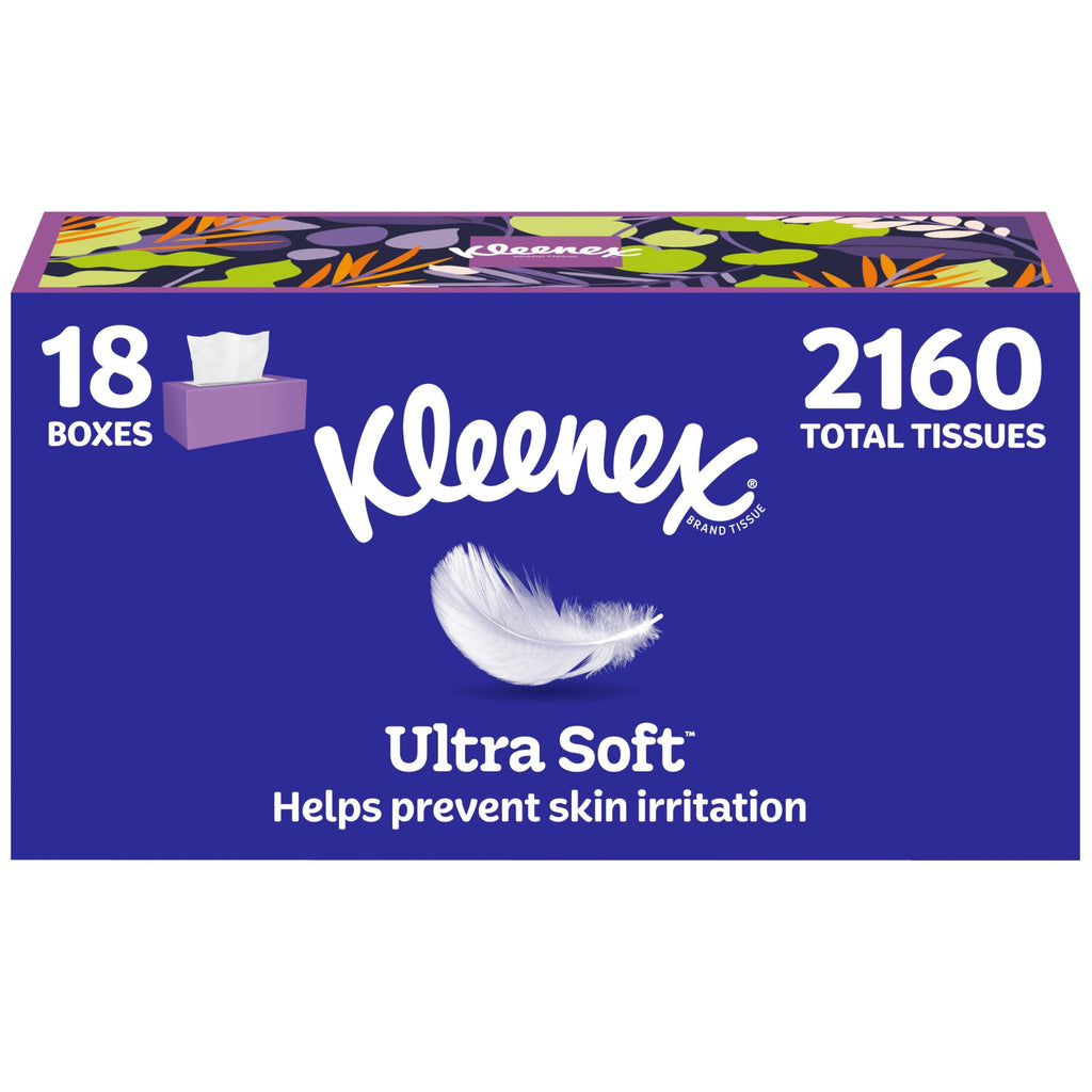Kleenex Ultra Soft Facial Tissues, 18 Flat Boxes, 120 Tissues per Box