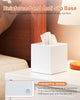 Tissue Box Cover, Square Plastic Tissue Box Holder with Anti Slip Base, Modern Decor Facial Napkin Holder for Bathroom Vanity Countertop, Bedroom Dresser, Night Stand, Parlors, Offices, White