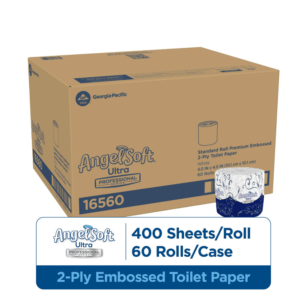 Georgia-Pacific Angel Soft Ultra Professional Series 2-Ply Embossed Toilet Paper by GP PRO (Georgia-Pacific), 16560, Paper, 60 Count (Pack of 1), White, 24000 sheets per case