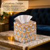 CPC 100% Cotton Piping Block Print Tissue Box Cover, Citrine Yellow