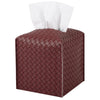 Tissue Box Cover Square Leather Facial Paper Holder, Dark red
