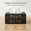 GRAUES Home Collection Rectangle Wooden Tissue Box Cover, Black Decorative Wood Tissue Box Holder, Modern Farmhouse Kleenex Box Cover for Bathroom, Kitchen, Bedroom, Living Room, Office - Solid Wood