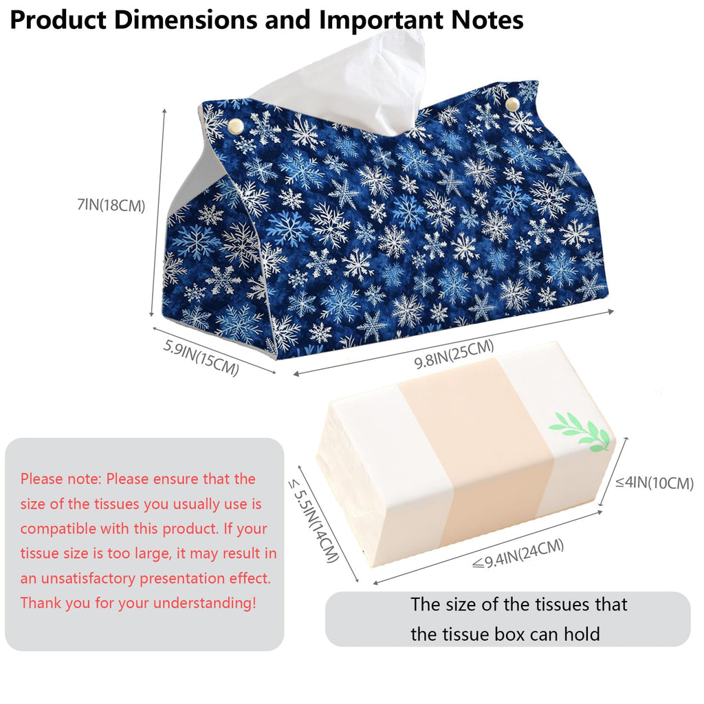 PaJiaNi Winter Snowflake Navy Tissue Box Cover Rectangle for Holiday Decor